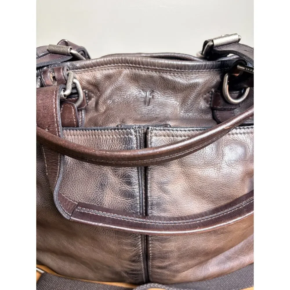 Frye Dark Brown Leather Large Murray Tote Bag Detachable Strap